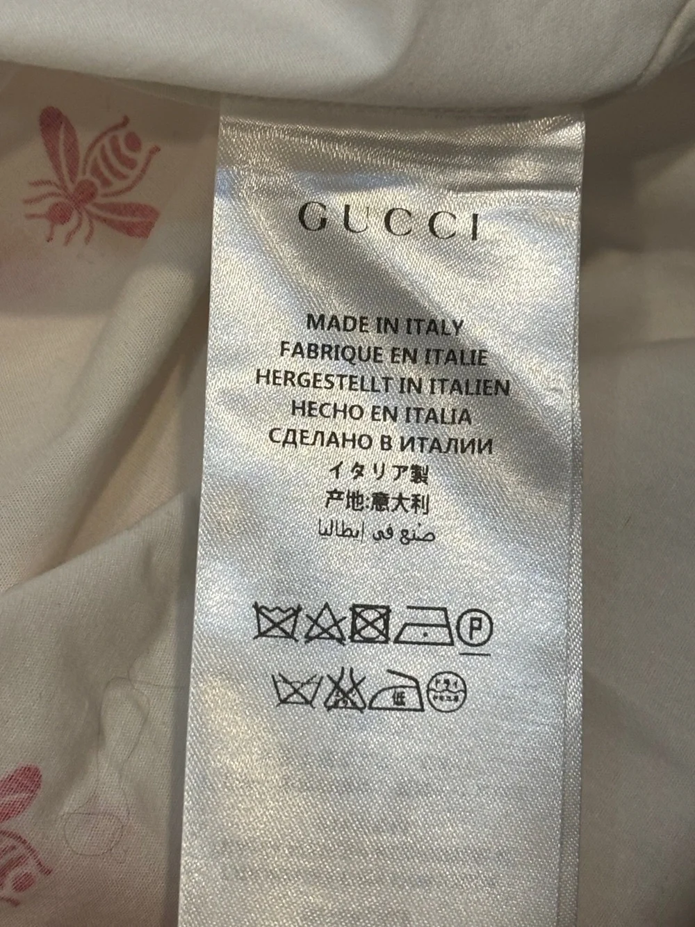 Gucci Rare Insect Motif White Red Button Shirt